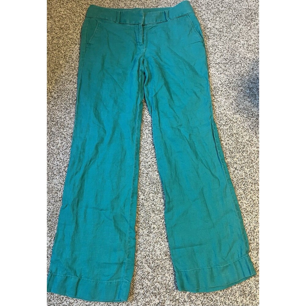Women's Loft Teal Linen Marisa Pants, Size 4